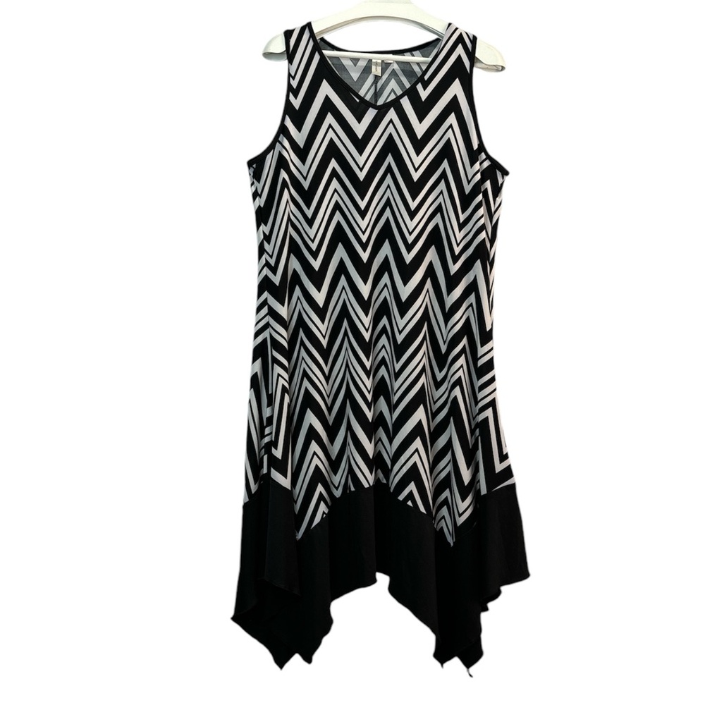 Tacera Bohemian Chevron Tunic Tank Dress Size 1X Asymmetrical Shark Bite Hem